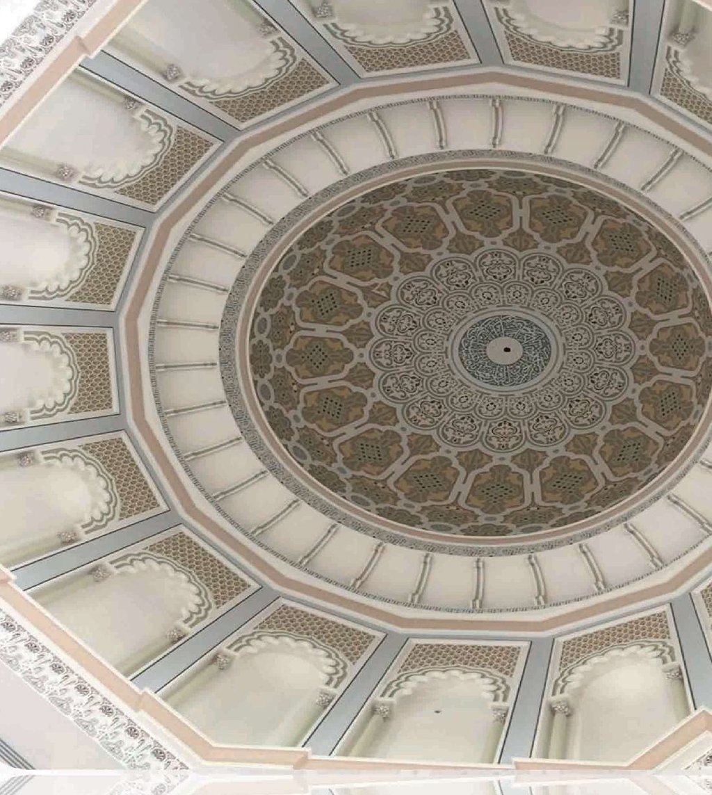 Islamic geometric gypsum dome detail at Al Hamiri Mosque in Al Ain, UAE