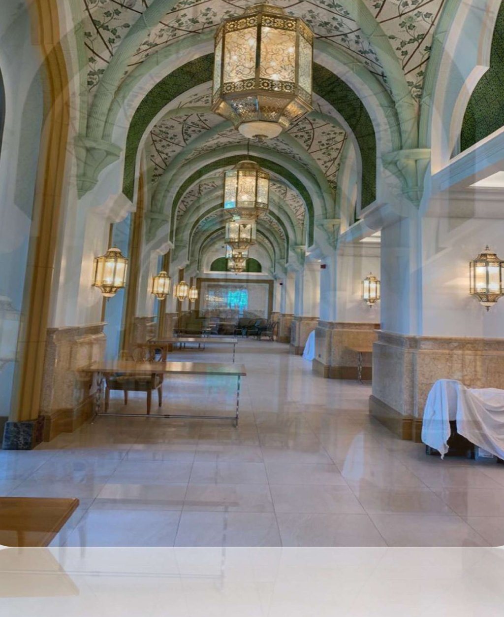 Ornamental ceiling corridor at Le Vendome Restaurant, Emirates Palace, Abu Dhabi