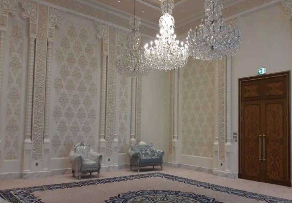 Decorative gypsum majlis interior at the VVIP Terminal, Al Ain Airport